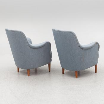 Carl Malmsten, a pair of "Samsas" armchairs, O.H. Sjögren, Sweden, 1987.