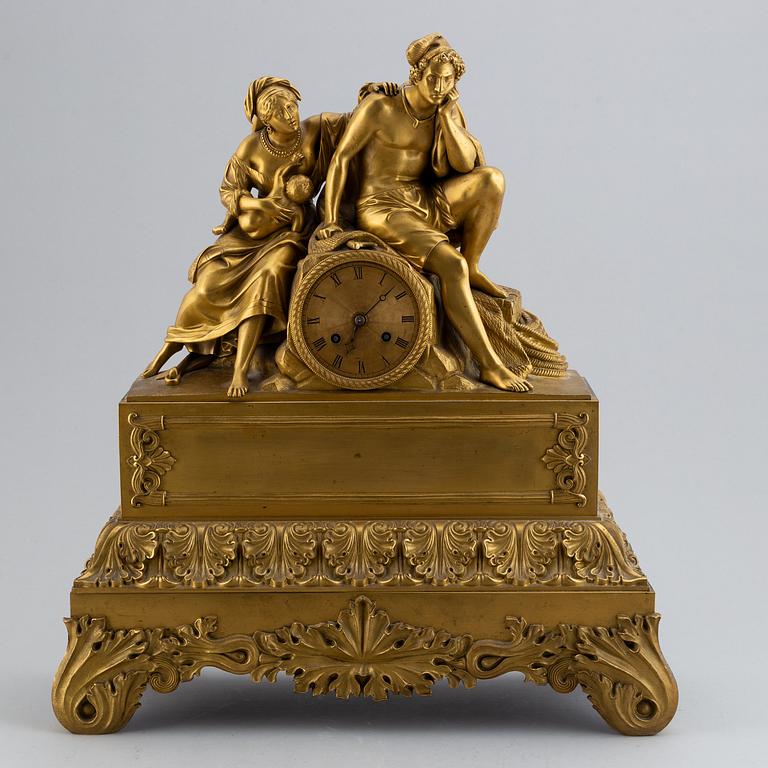 A Fench late Empire pendulum clock, first half of the 19th century.