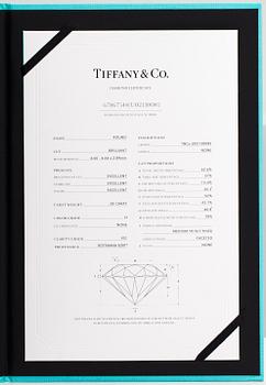 Tiffany & Co, Ring, platina med briljantslipad diamant 0.38 ct. Med certifikat.