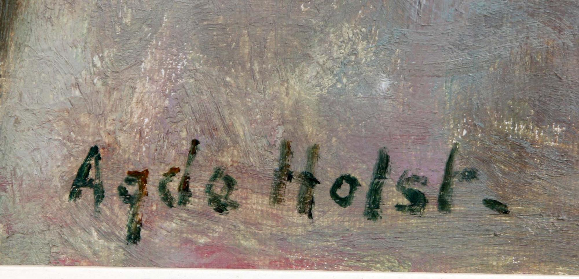 AGDA HOLST, olja på pannå, sign.