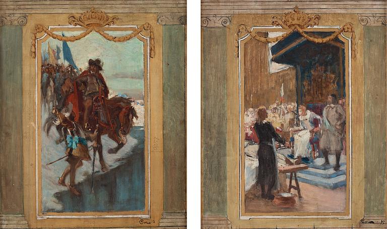 Gustaf Cederström, Skisser till monumentalmålningar i Riddarhusets trapphall, Stockholm.