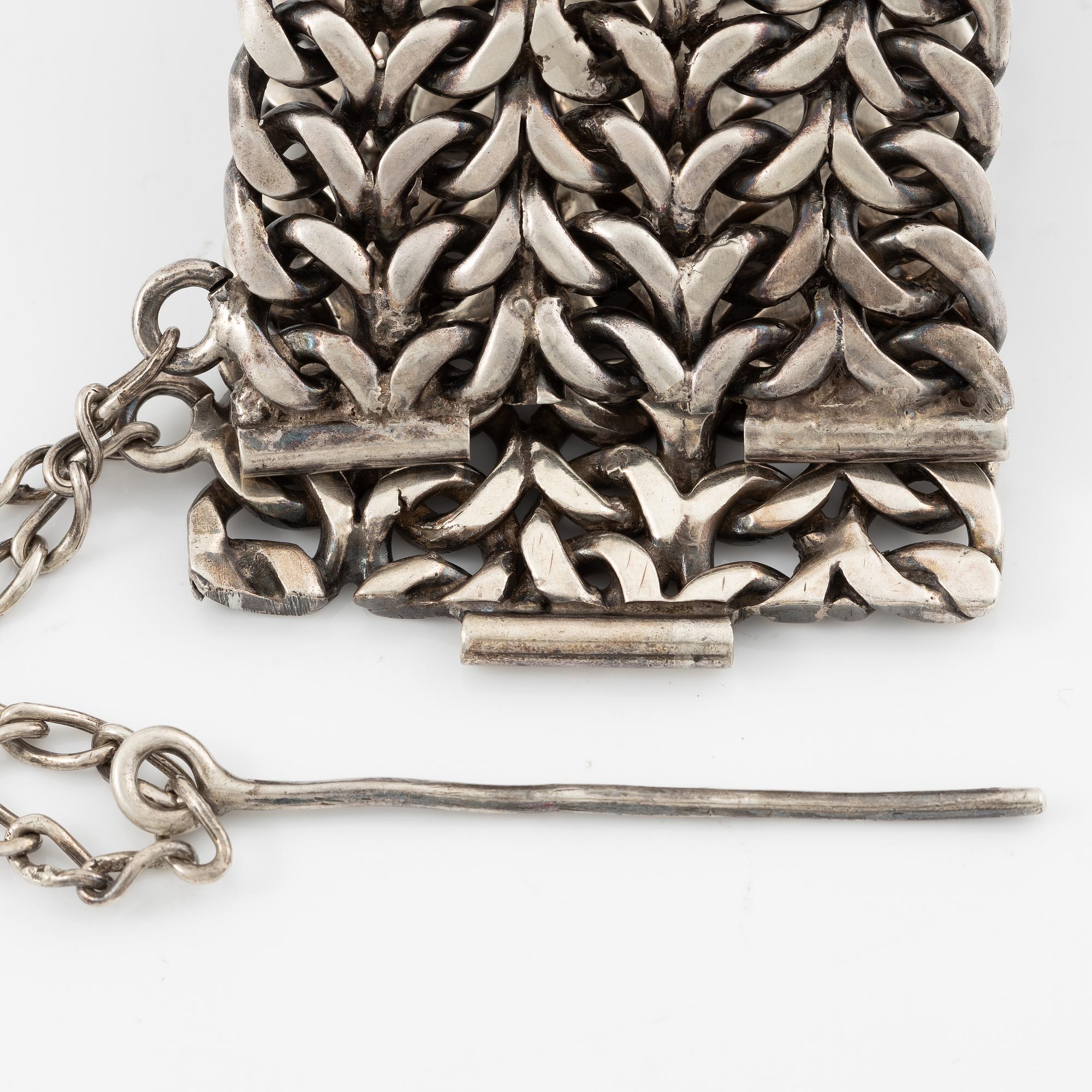 Necklace and bracelet silver, likely Mexico.
