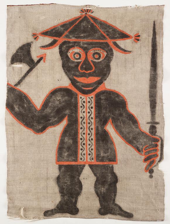 A Swedish painted wolf hunting banner, later part 18th century/early 19th century.