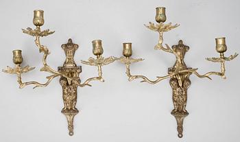 VÄGGAPPLIQUER, ett par, Louis XVI-stil, omkring sekelskiftet 1900.