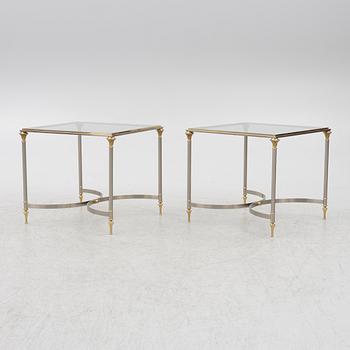 A pair of brass and glass sidetables, mid20th/second half of the 20th century.