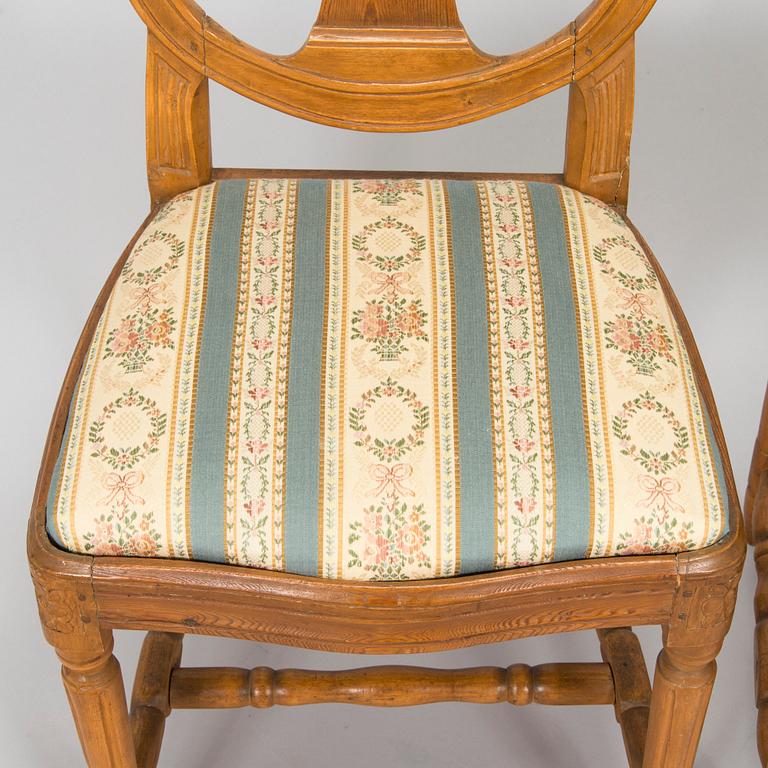 Four Swedish Gustavian chairs, 18th century.