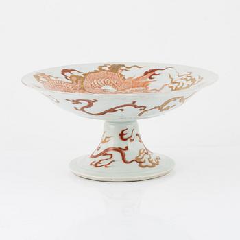 A Japanese porcelain dish on foot, early 20th century.