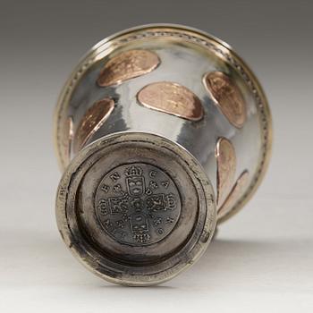 A Swedish 18th century parcel-gilt beaker, unmarked.