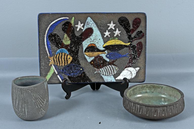 KERAMIK, 3 delar, bl a Anna-Lisa Thomson, Upsala-Ekeby.