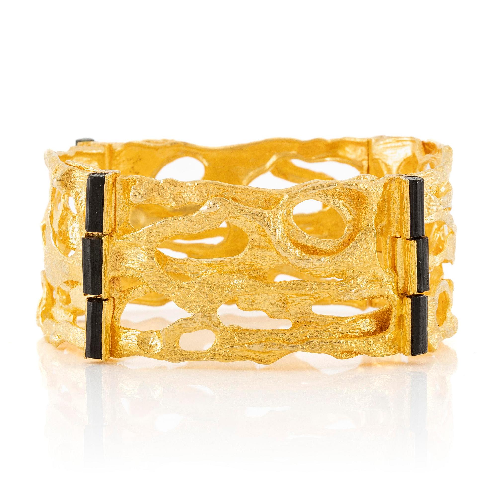 Björn Weckström, bracelet, "Offereld", 18K gold with tourmaline sticks, Lapponia 1972.