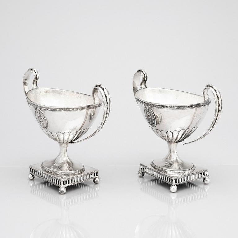 Mikael Nyberg, sockerskålar, ett par, silver, Stockholm 1791. Gustavianska.