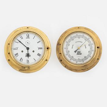 Ship clock and barometer, West Germany, second half of the 20th century.