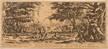 JACQUES CALLOT, Book, collection of 18 etchnings from Les miseres et les mal-hevrs de la gverre. 1633, later edition.