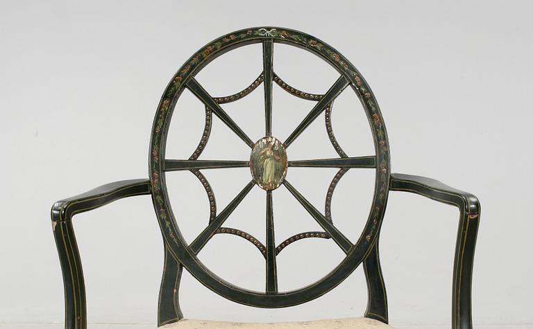 KARMSTOL, Hepplewhite-stil, omkring sekelskiftet 1900.