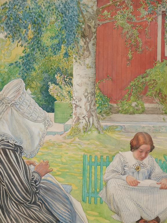 Carl Larsson, "Sommardag, Karin och Brita i trädgården" / "Sommartid".