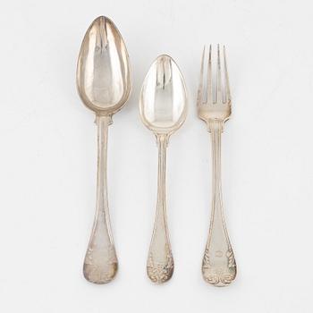 Cutlery, 18 pieces, silver, Sweden 1848-69, including JM Corth, Nyköping.