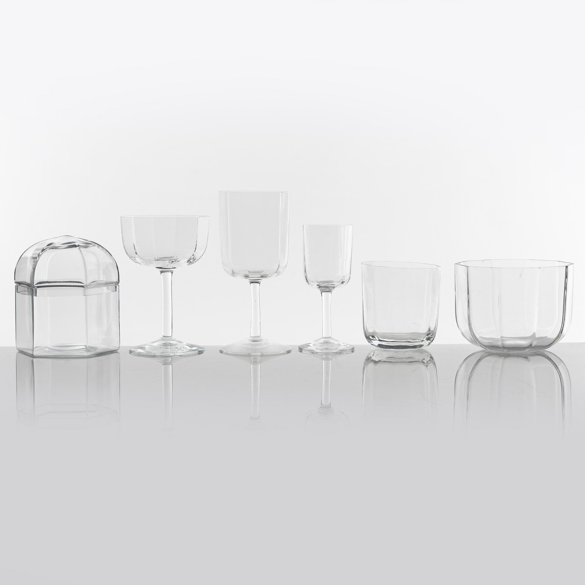 A 26 pieces glass service, "Oktav" by Bertil Vallien for Kosta Boda, Sweden.