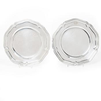 The Danish early 20th century silver plates, mark of Anton Michelsen, Copenhagen 1917-1918.