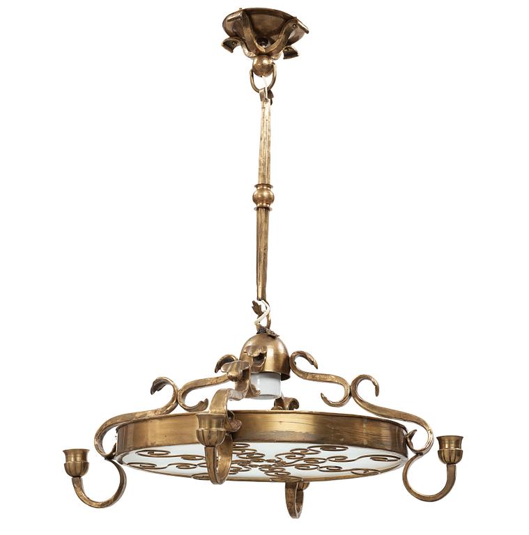 Lars Holmström, a Swedish Grace brass chandelier, Arvika, Sweden.