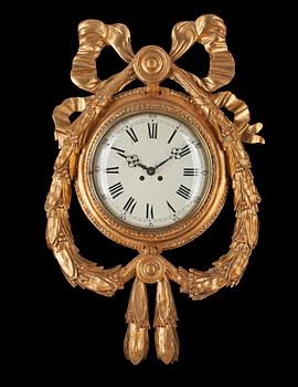 A Gustavian wall clock (later clockwork).