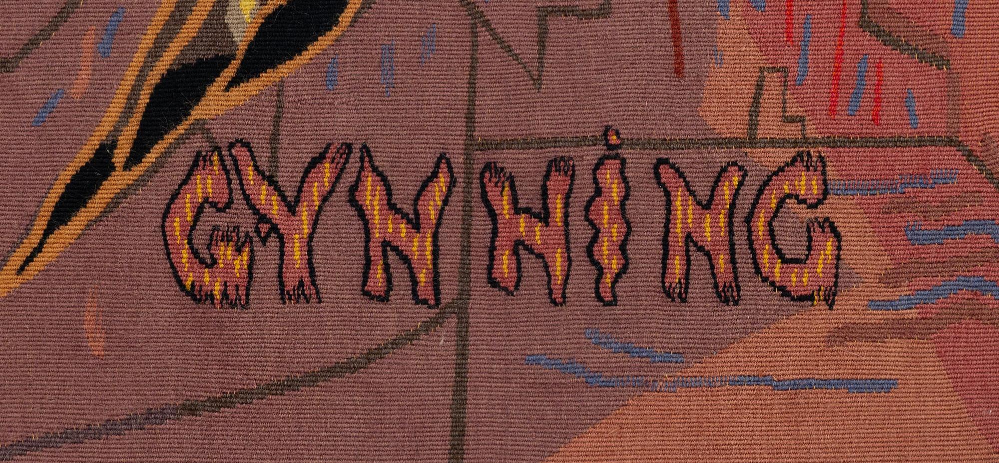 Lars Gynning, vävd tapet "Flyttfåglar", gobelängteknik, ca 230 x 150 cm, PF Aubusson signerad Gynning.