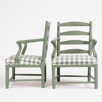 A pair of Gustavian 'Gripsholm' ladder-back armchairs, late 18th century.