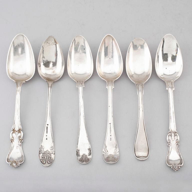 SKEDAR, 6 st, silver, 1700-/1800-tal. Vikt ca 356 g.