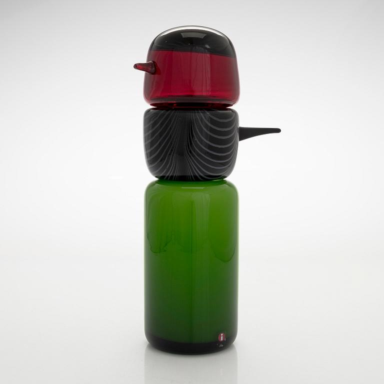 Matti Klenell, glasfågel, "Korpi Pappa", signerad M. Klenell Iittala.