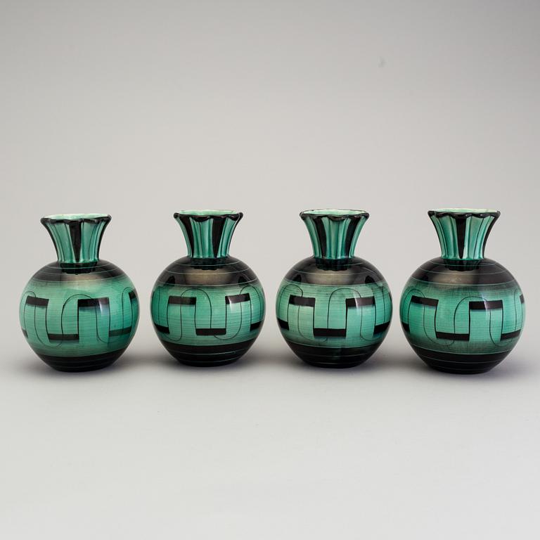 4 vases of the "V series", Ilse Claesson for Rörstrand 1930´s.