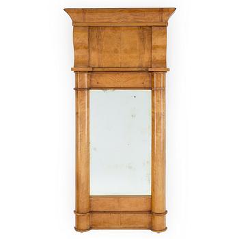 A Swedish Karl Johan mirror veneered with birch.