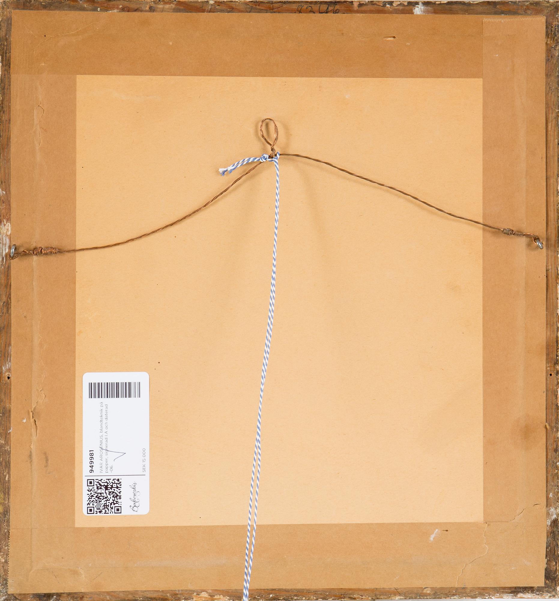 IVAR AROSENIUS, mixed media on paper, signed I.A. and dated -06.