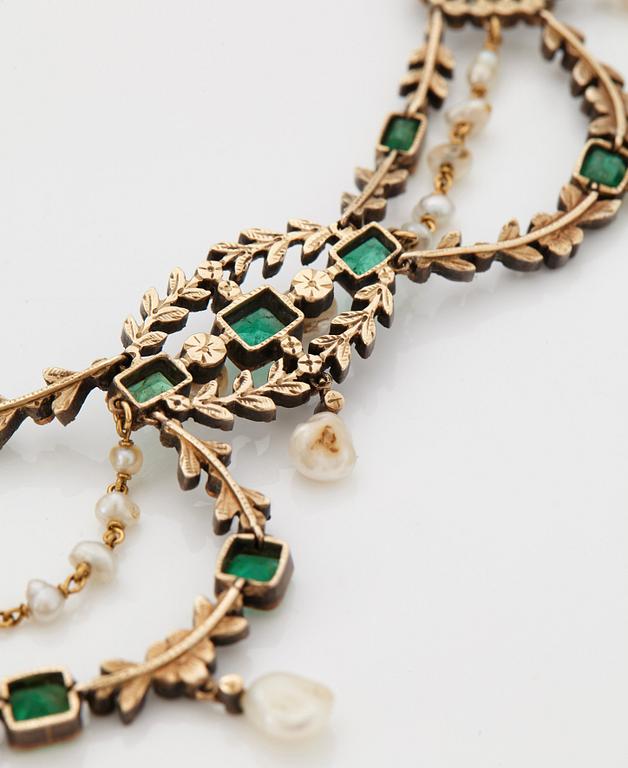 A 19th century emerald necklace.