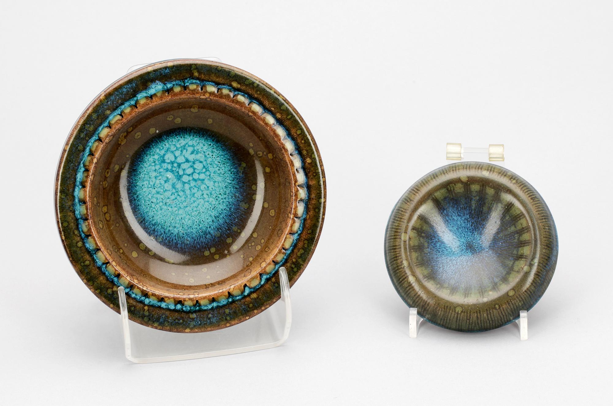 SKÅLAR, 2 st, stengods, "Farsta", Wilhelm Kåge, Gustavsberg.