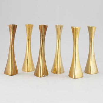 LJUSSTAKAR, 6 st, mässing, Eskilstuna, K-E Ytterberg, BCA Eskilstuna, signerade Key, 1960-tal.