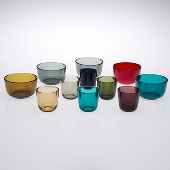 SKÅLAR SAMT GLAS, 5+6 st, glas, Saara Hopea samt Kaj Franck, Notsjö, 1950-70-tal.