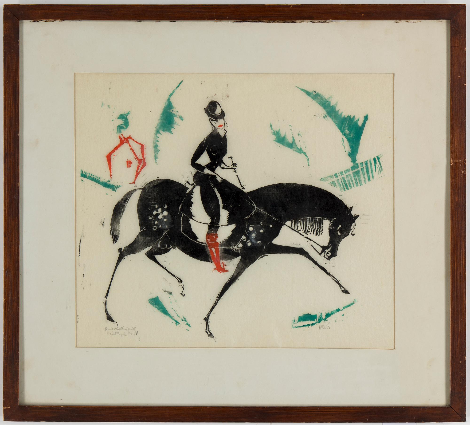 OTTO SKÖLD, Woodcut, signed, 20sth century.
