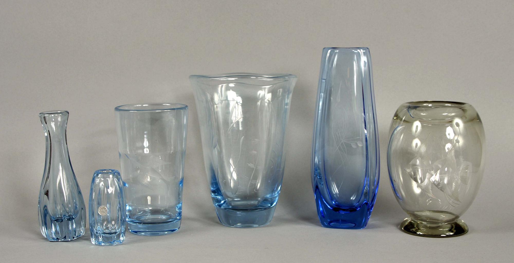 VASER, 6 st, glas, bl.a. Kosta.