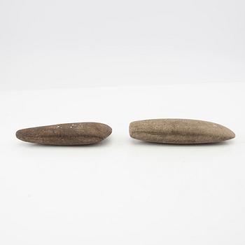 Stone axes, two pieces, Neolithic.