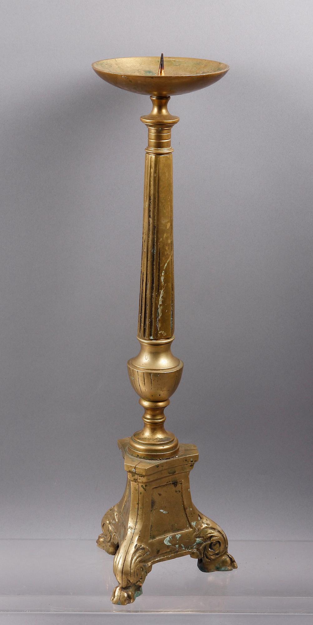 LJUSSTAKE, mässing, barockstil, 1900-tal.
