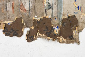 A nine-piece part folk art wall painting from Värmland, Sweden, late 18th century.