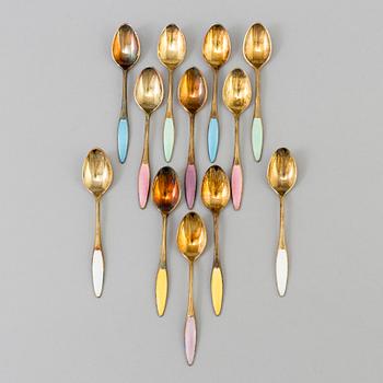 a set of 12 stirling spoons by Frigast, Denmark, 20th century.