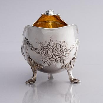 A Swedish Rococo 18th century parcel-gilt silver cream-jug, mark of Jacob Lampa, Stockholm 1774.