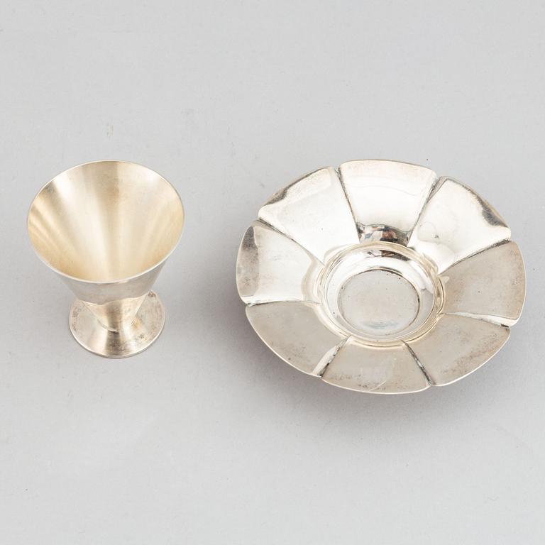 Wiwen Nilsson, a silver bowl and a vodka cup, Lund 1923 and 1971.