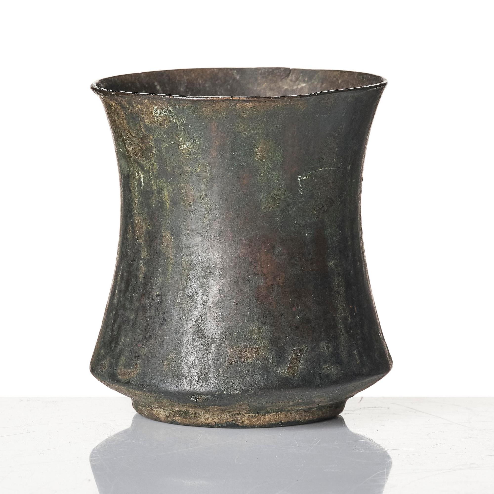 A group of three bronze vessels, Ming dynasty and older.