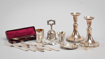 PARTI SILVER, 16 delar, 1900-tal. Tot vikt c:a 280 g exkl ljusstakar.