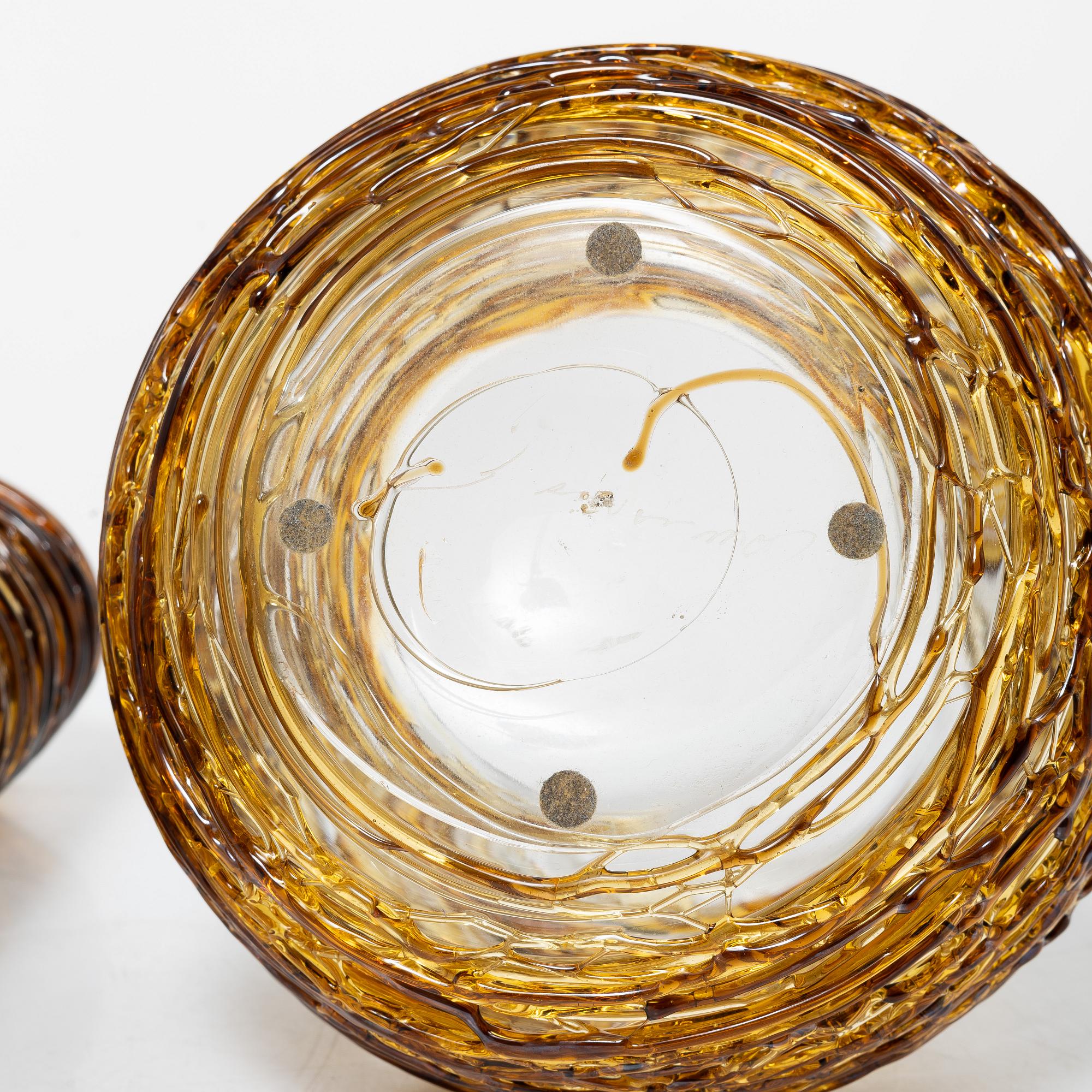 Enrico Camozzo, glas, 3 delar, 1 fat samt 2 vaser, Murano.