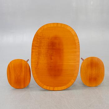 A set of three Carl Malmsten Ovalen  coffee table and side tables from Bodafors, second part of the 20th century.