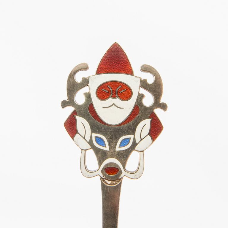 Anton Michelsen, anniversary spoons 10 pcs sterling silver for Georg Jensen, Denmark, second half of the 20th century.
