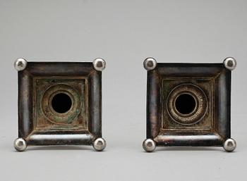 LJUSSTAKAR, ett par, nysilver, GAB, Stockholm, 1900-tal.