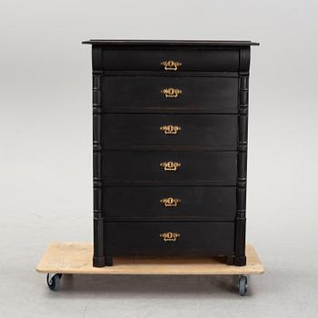 A painted chest of drawers, circa 1900.